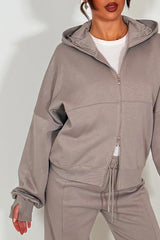 womens zip up hoodie and jogger tracksuit lounge set zara uk sale styledup fashion