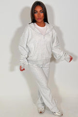 grey marl oversized hoodie and wide leg joggers lounge set womens zara uk sale