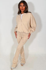 bell bottom flared tracksuit oatmeal styledup fashion