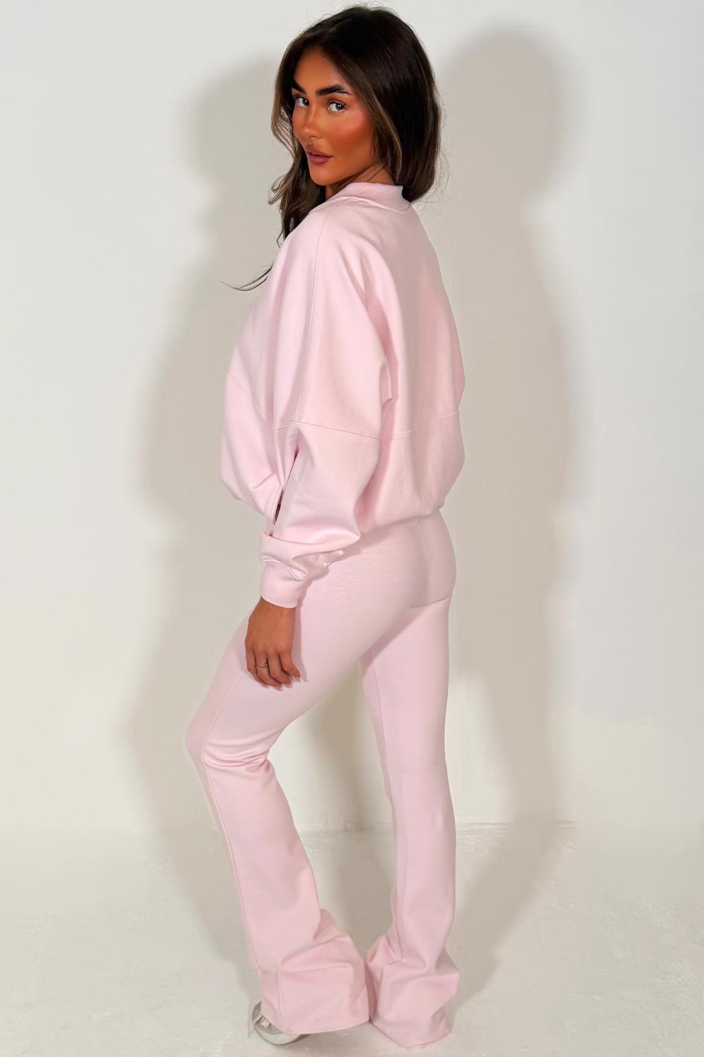 bell bottom flared tracksuit pink styledup fashion