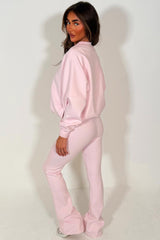 bell bottom flared tracksuit pink styledup fashion