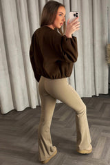 bomber jacket with elasticated hem elasticated cuffs welt pockets on front zara womens