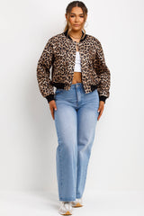 leopard print bomber jacket womens