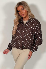 womens polka dot jacket with long sleeves styledup uk