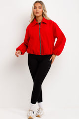 puffed bomber jacket with front pockets womens uk