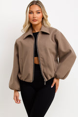 puffed bomber jacket with front pockets womens uk