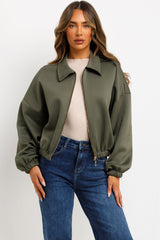 puffed bomber jacket with front pockets womens uk