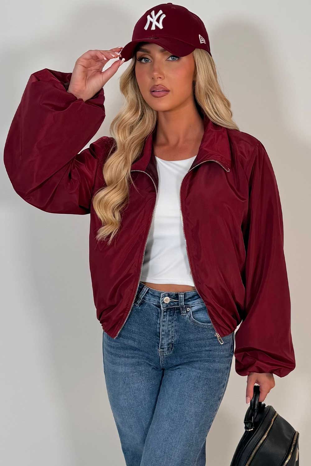 womens summer burgundy jacket festival wind breaker uk