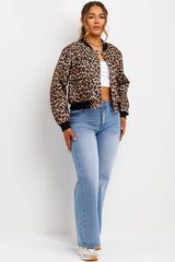 womens leopard print bomber jacket sale styled up