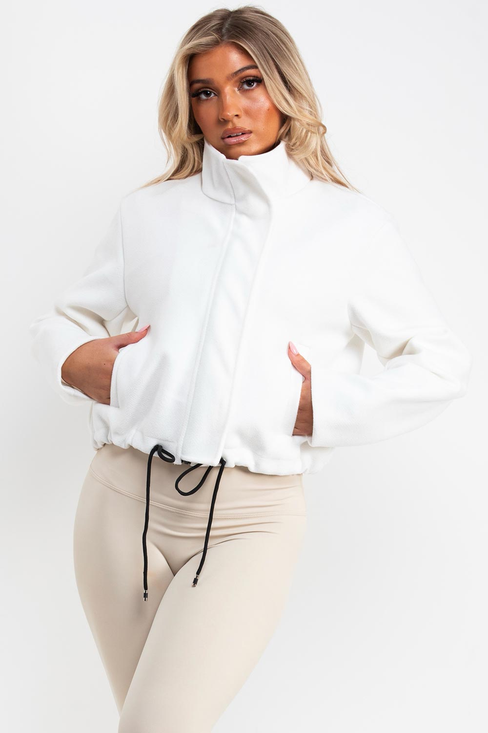 zara womens soft bomber jacket with drawstring hem styledup uk