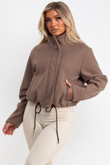 womens funnel neck jacket with drawstring hem styledup uk