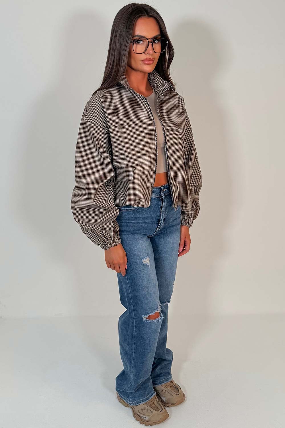 womens checked bomber jacket uk styledup