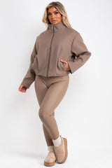 taupe bomber jacket with funnel neck zara womens uk