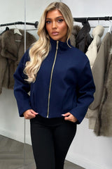 zara womens navy bomber jacket with high collar styledup uk