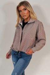 womens stradivarius checked jacket with drawstring hem sale styledup uk