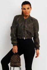 womens zara faux leather bomber jacket sale uk