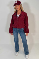 womens long sleeve jacket burgundy zara uk sale styledup 