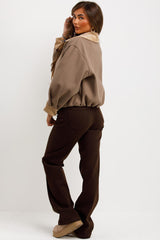 corduroy collar and cuff short bomber jacket for womens uk zara 