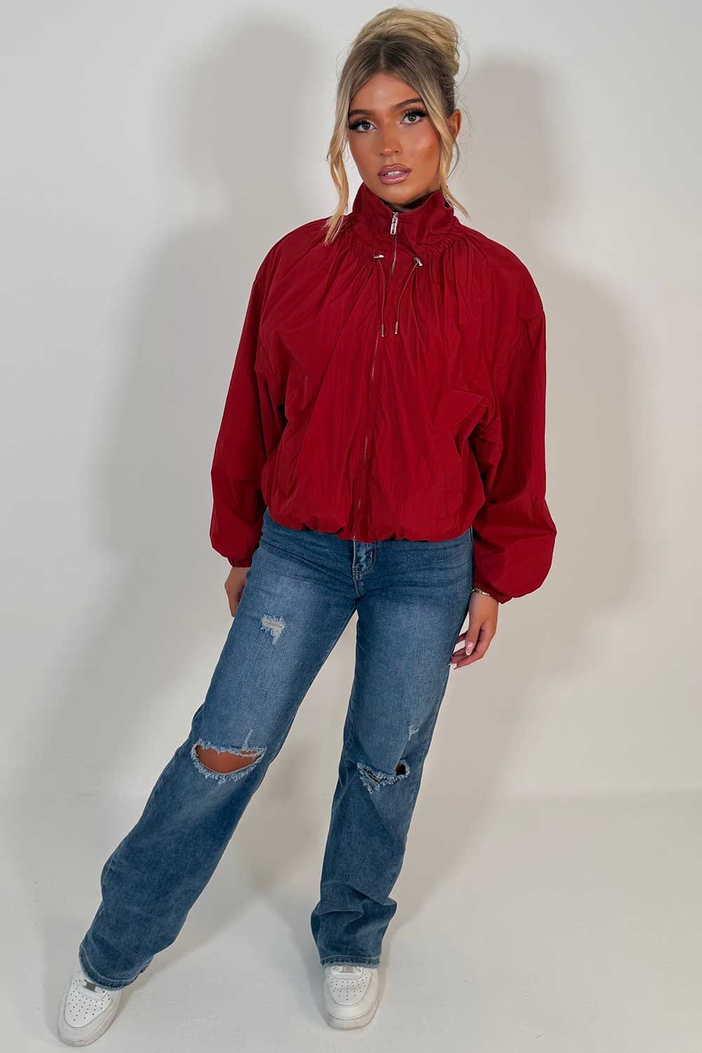 burgundy windbreaker jacket styledup uk