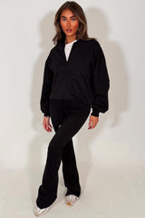 bell bottom flared tracksuit black styledup fashion