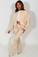 interlock bomber sweatshirt and bell bottom trousers two piece loungewear set zara womens uk