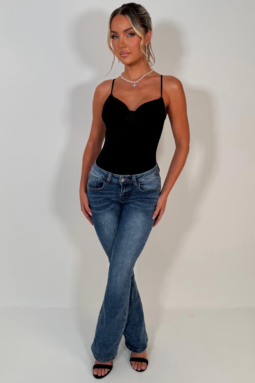 diamante rhinestone sparkly jeans flared boot cut fit styledup uk