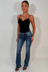 womens diamante rhinestone sparkly jeans with flared boot leg fit y2k outfit styledup uk