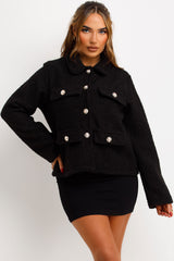 gold button boucle coat womens