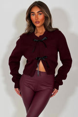 knitted cardigan with bow tie front christmas party outfit styledup
