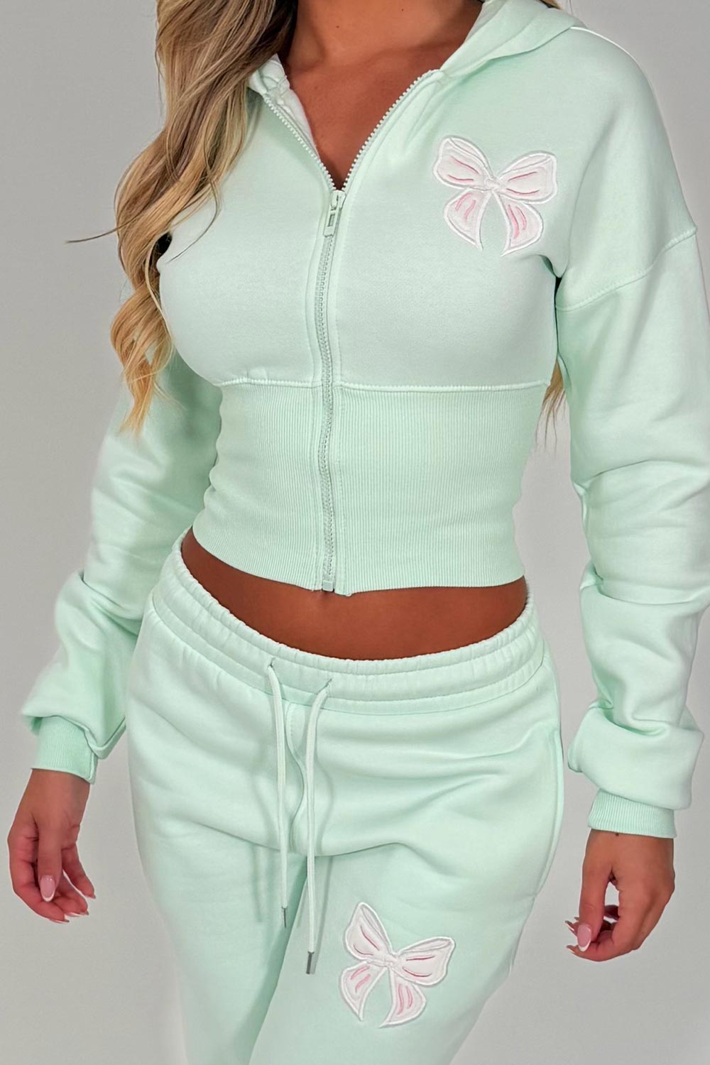 womens crop corset hoodie and joggers tracksuit set airport outfit styledup