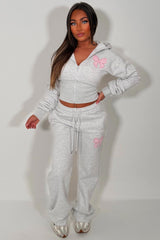 womens zara tracksuit set with bow embroidery styledup uk 