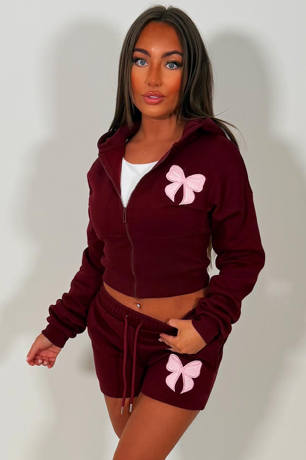 womens short tracksuit with bow detail airport outfit uk styledup tiktok