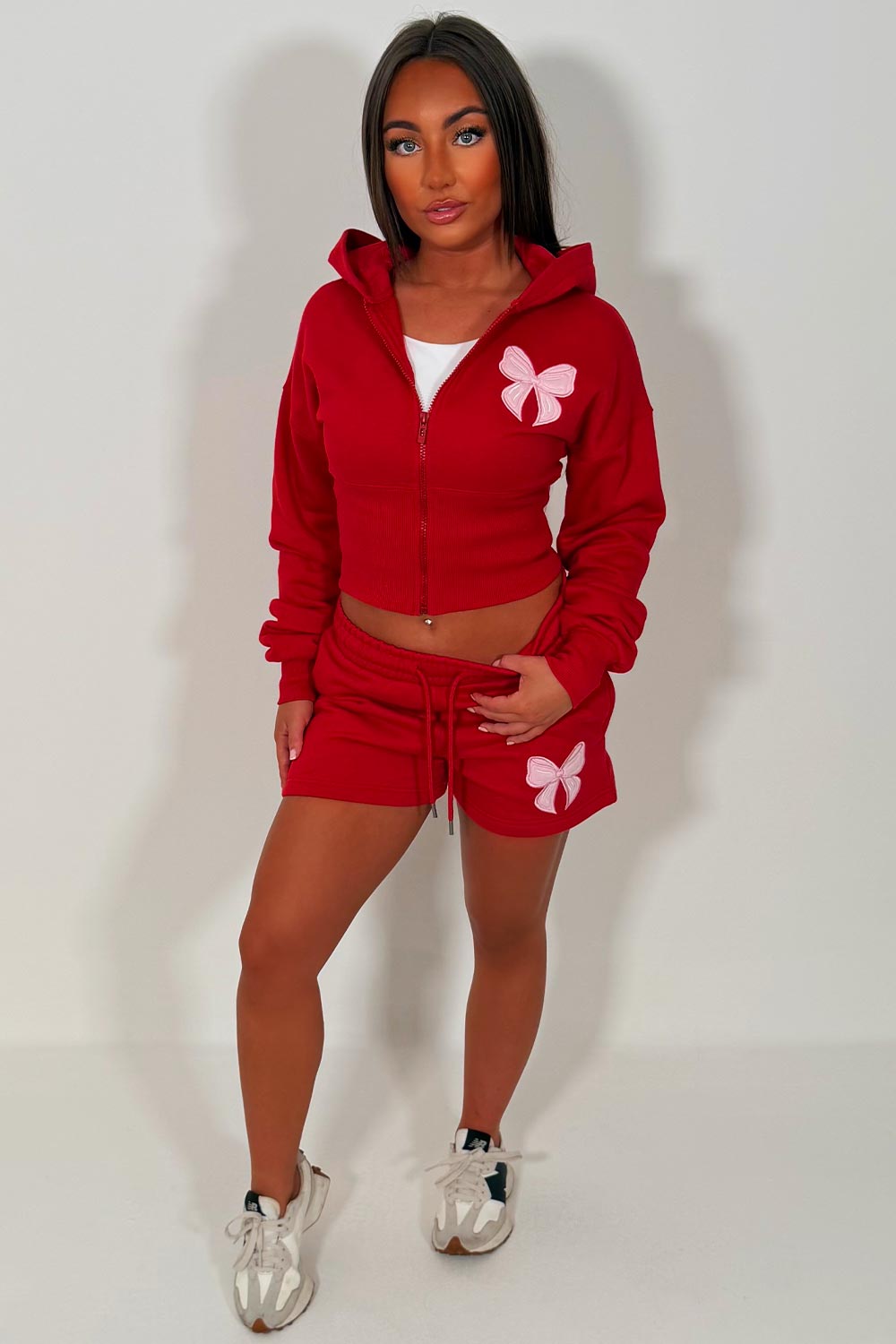 womens short tracksuit with bow detail airport outfit uk styledup tiktok
