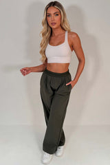 contrast boxer style waistband wide leg womens trousers alo uk inspired 