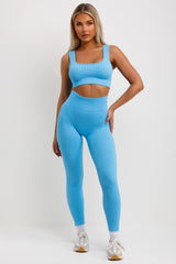 ribbed high waist leggings and crop top co ord set