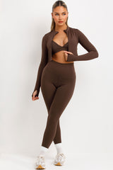 skims track jacket bralette and seamless leggings three piece set womens