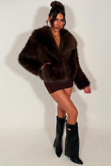 faux fur jacket for womens with collar styledup