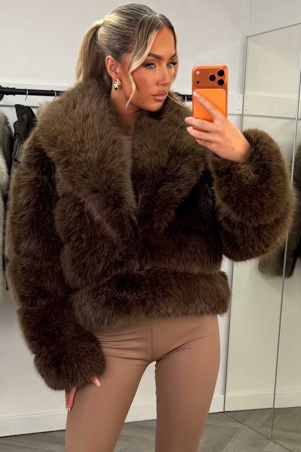 faux fur coat for womens in brown uk
