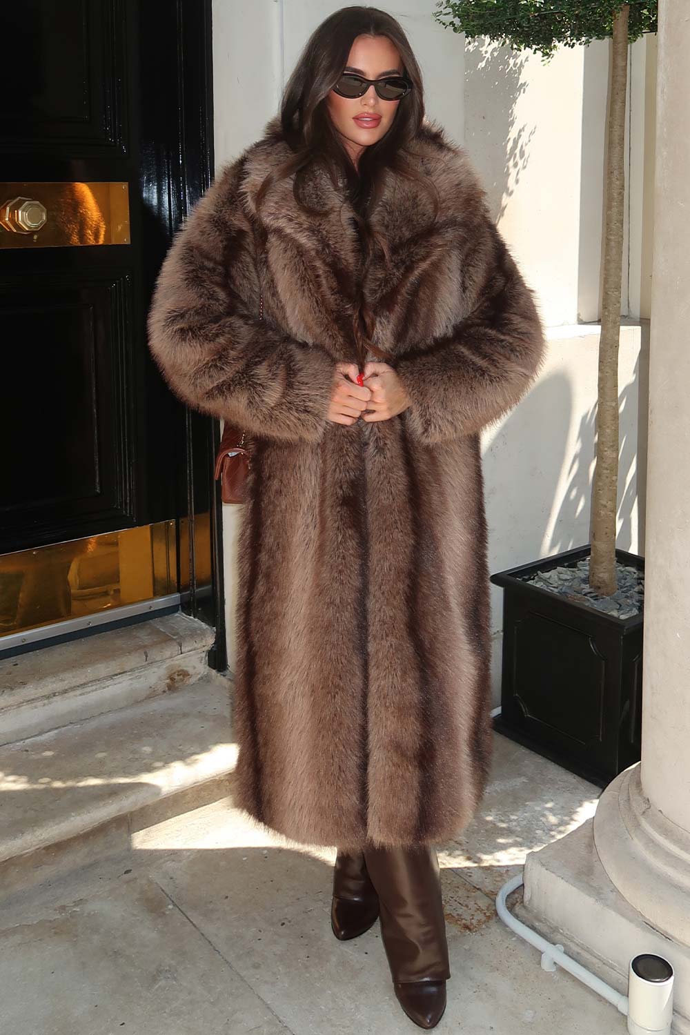 maxi fur coat brown styledup uk