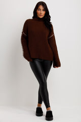 womens knitted contrast stitch jumper