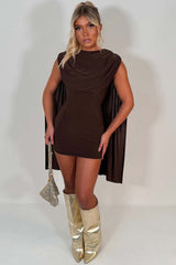 cape sleeve mini bodycon dress uk