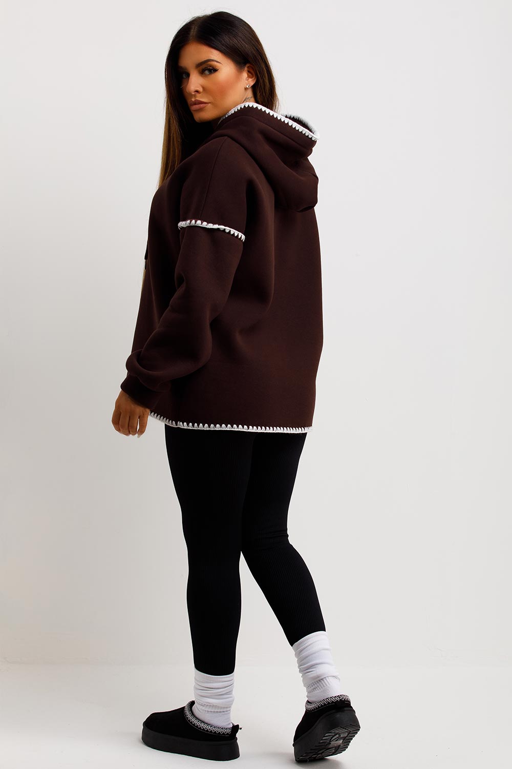 womens oversized sweatshirt with contrast stitches
