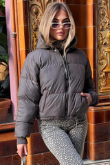 padded puffer hooded winter jacket brown zara uk 