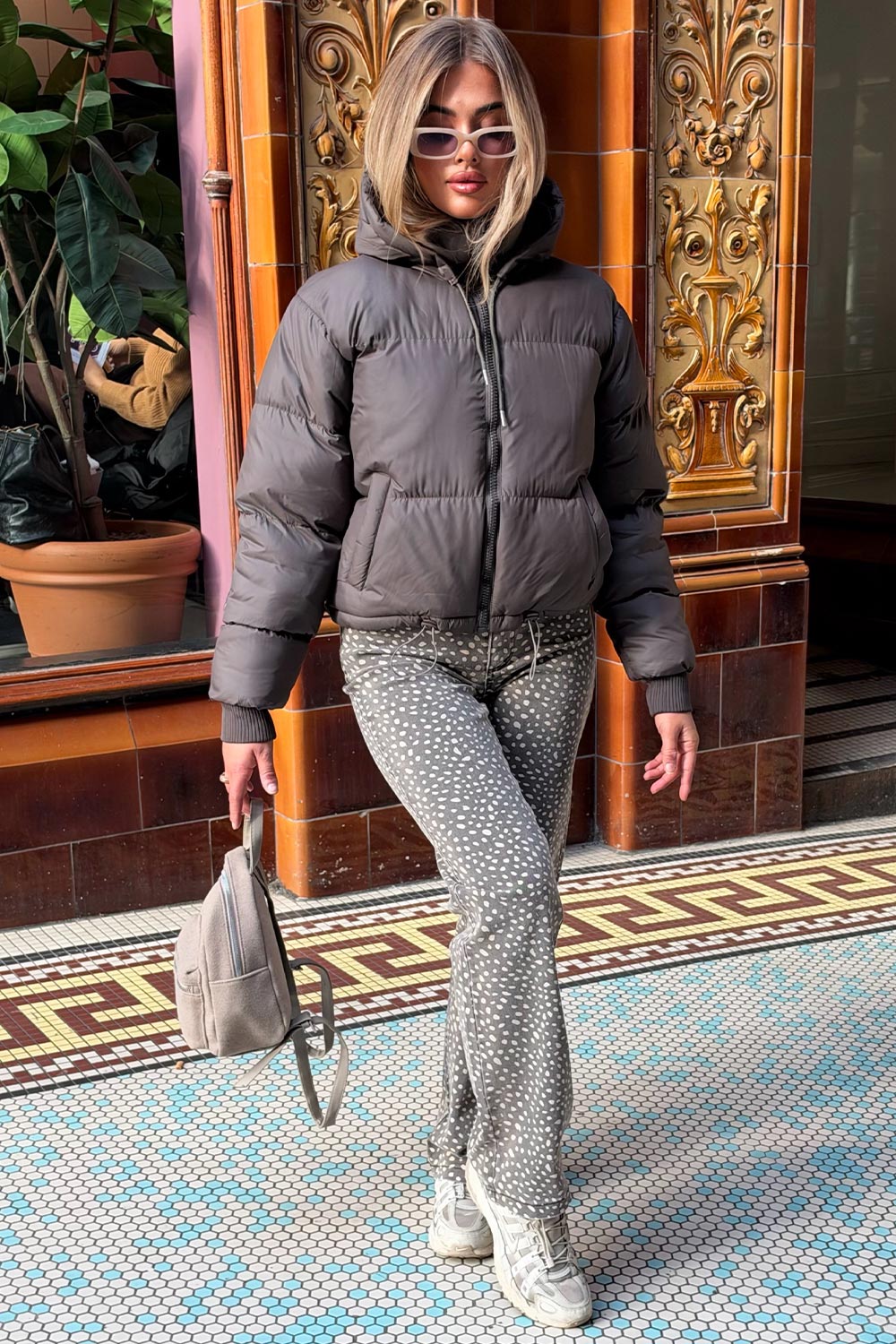 womens puffer padded jacket with hood styledup uk