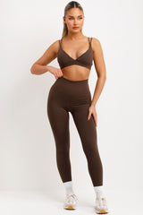 womens zip up jacket bralette and leggings three piece set