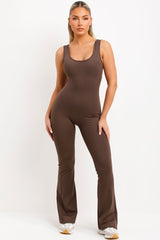 ruched bum skinny flared leg jumpsuit