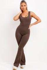 booty lifting jumpsuit with flared legs