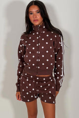 brown short tracksuit polka dot print styledup uk