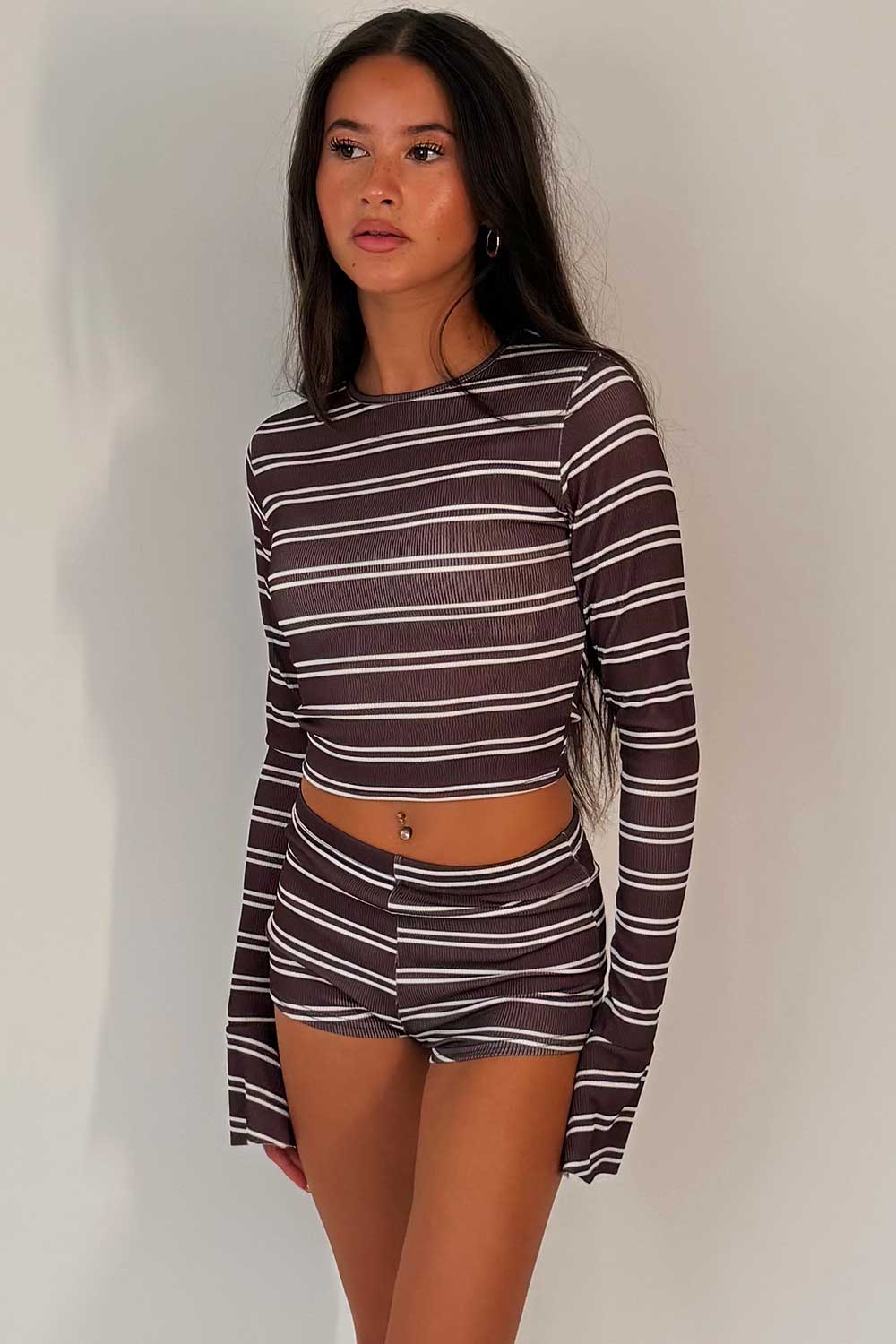 striped co ord shorts set styledup uk