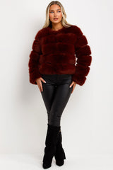 cropped faux fur bubble coat womens uk